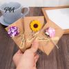 Decorative Flower Cards for Presents 5Pcs DIY Dried Greeting Cards, Handmade Note with Artificial Flowers, Jute Twine Blessing Gifts Hang Tags,