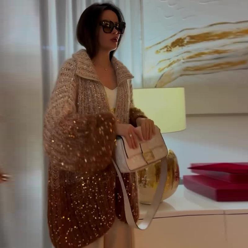 Осень-зима кардиган куртка свободный с капюшоном вязаный свитер пальто женская зима