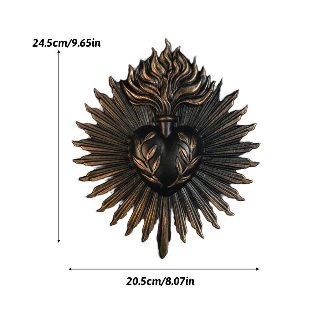 Gothic Sacred Heart Wall Decor Resin Heart Wall Ornament Spiritual Decor Catholic Home Decoration Religious Art Hangable For