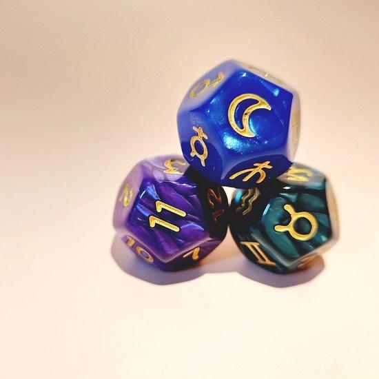 Constellation Astrology Dice Astro Dice Tarot Dice Beginner Set with Korean Explanation and Pouch, Popular Korean Game