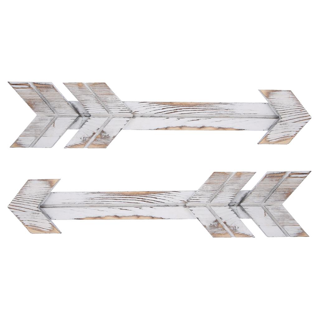 2PCS Wooden Arrows Decor Sign Wall Art Decor Farmhouse Courtyard Wedding SuppliesWhite