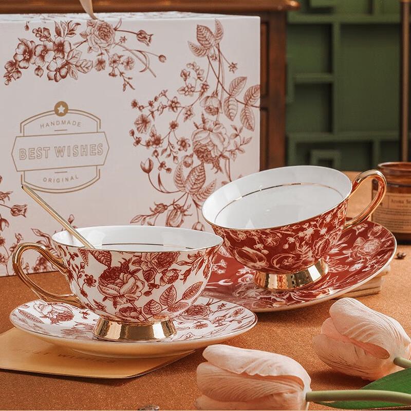 Shangqi Rose Garden Ceramic Coffee Cup & Saucer Set