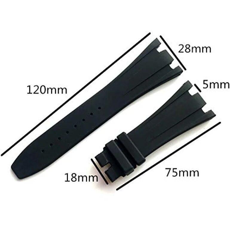 Silicone Watch Band for AP Royal Oak Offshore Series 15710 26470 Folding Buckle Rubber Strap 28mm