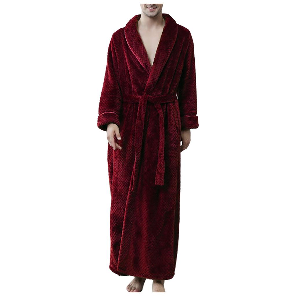 Парный однотонный утолщенный флисовый халат Фала, пижамный костюм с поясом и карманом