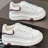 Popular Leather White Shoes Women's 2025 Spring New Korean Version Versatile Thick Sole Inner Height Increase Casual Sports Shoes Board Shoes