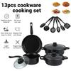 Набор из 12 предметов посуды с антипригарным покрытием, кастрюля для приготовления пищи с крышкой, молочник, сковорода из майфаньского камня, штабелируемый набор кастрюль для всех типов плит