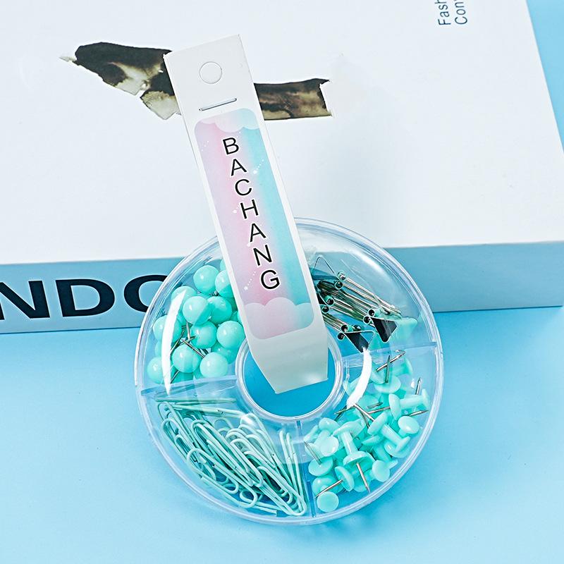 Набор скрепок для бумаги «Макарон», набор для ногтей «Глобус», цветные зажимы для переплета, офисный набор