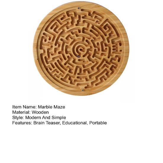 Wooden Labyrinth Board Game Toddlers Activity Board Brain Teaser Puzzle Logic Game Kids Teens Adults Round Marble Maze Board Educational Toy