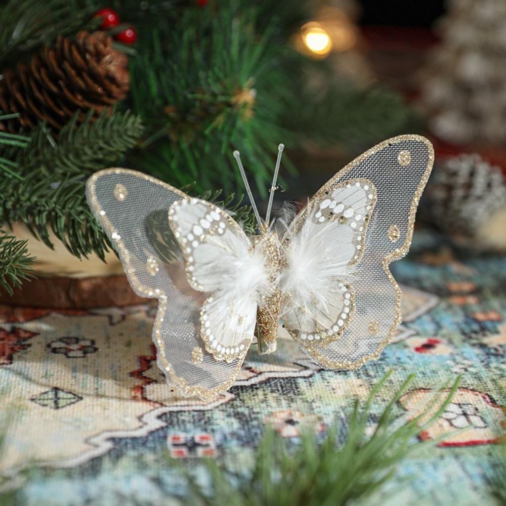 3Pcs New Year DIY Artificial Butterfly Decoration Plastic Christmas Tree Ornament