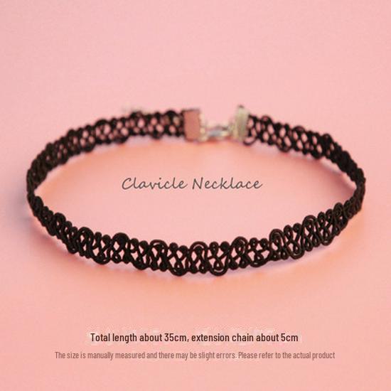 Чёрное кружевное колье «Фея»: Ожерелье в японском и корейском стиле