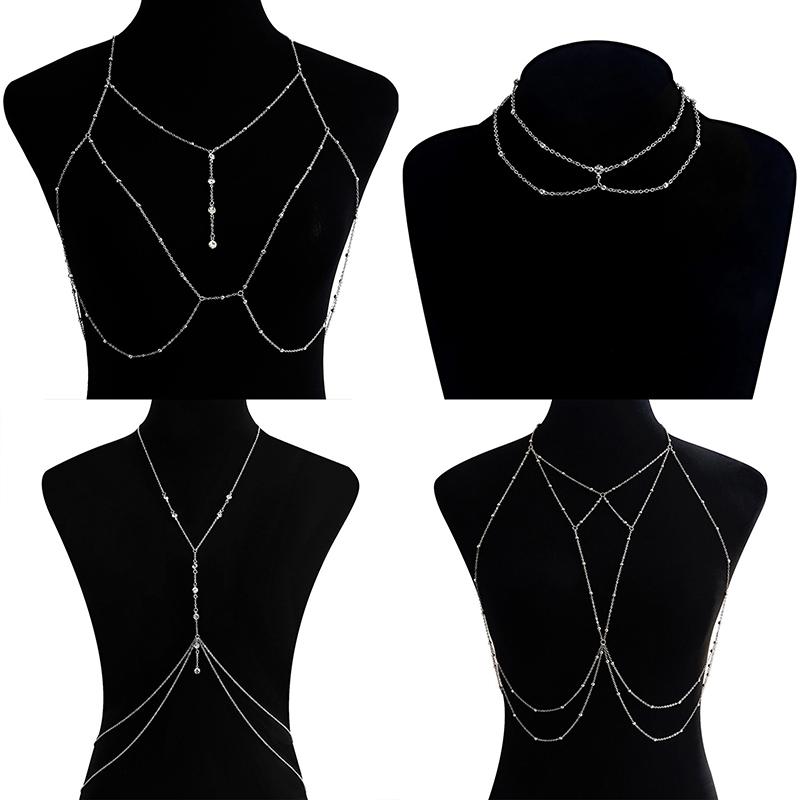 Cross Chest Breast Belly Body Chain Necklace For Women Girls Bra Wedding Sexy Ball Body Jewelry Prom Party Deco Accessories