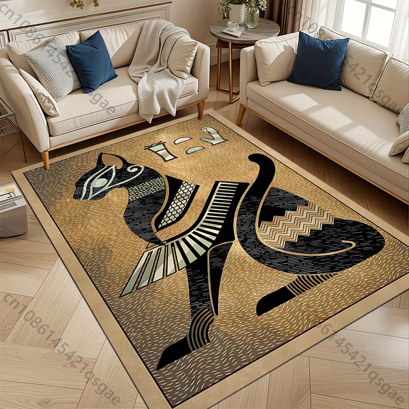 1PC Egyptian Black Cat Pattern Rug Carpets Bedroom Living Room Bathroom Mat Creative Door Mat Cloakroom Home Decor Area Rug