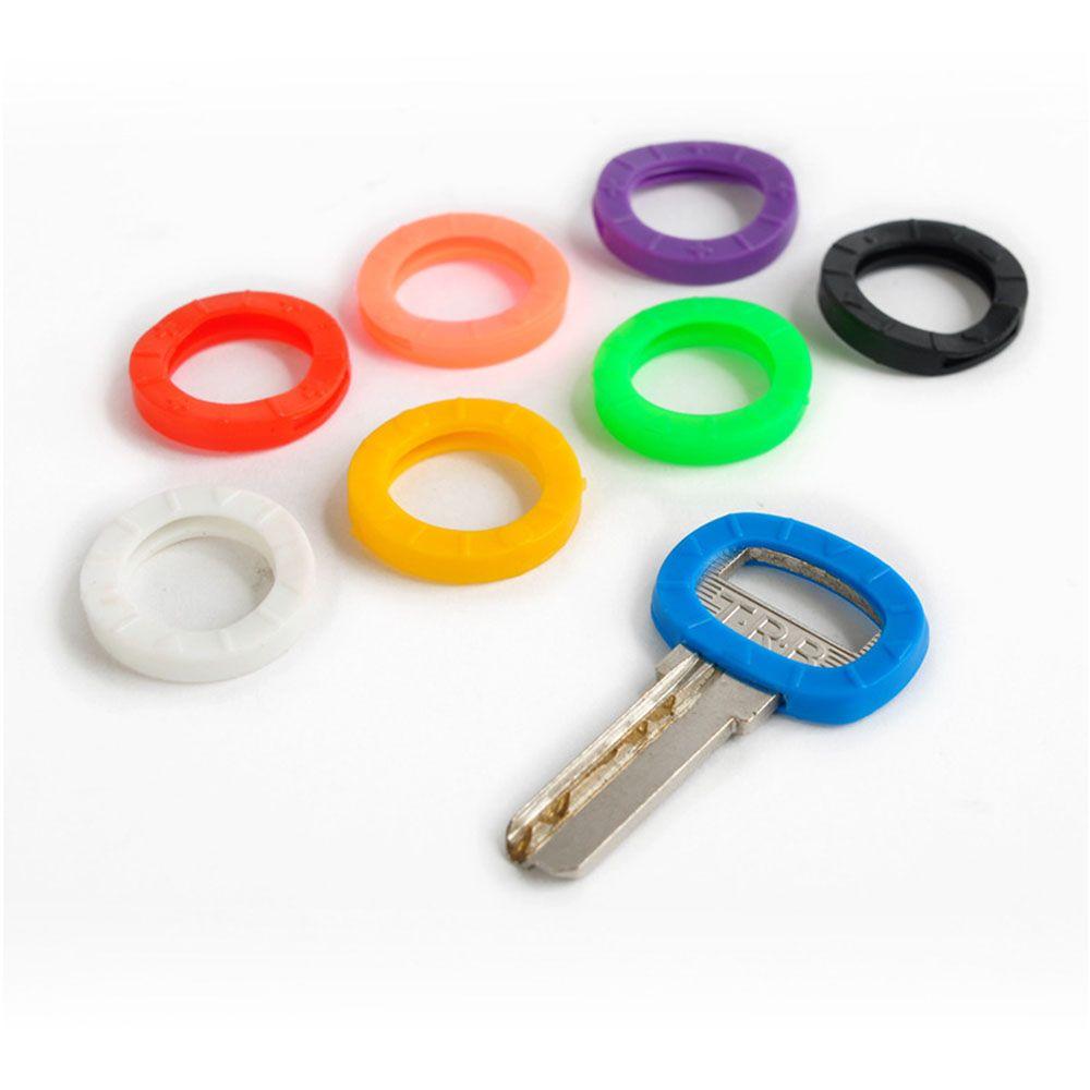 8pcs 8pcs Hollow Round Home Mixed Color Keyring Silicone Keys Cap Key Covers