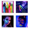 6 шт. 5 г карандаш для лица, светящийся в темноте, ультрафиолетовый, черный, флуоресцентный, водорастворимый, краска-карандаш для детей и взрослых, вечеринок, косплея, макияжа, боди-арта, раскрашивания лица