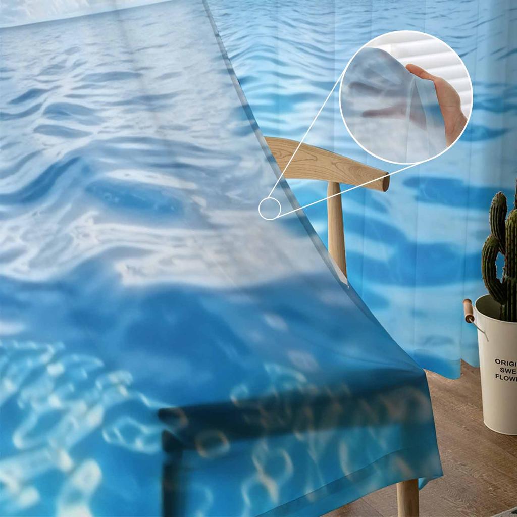 Летние обои с океаном, солнечные тюлевые оконные шторы для спальни, роскошный домашний декор, шторы в гостиной, шифоновые панели