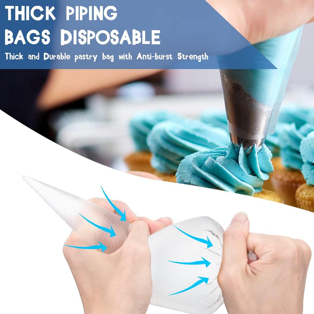 100pcs Thick Disposable Icing Piping Bags, Professional Pastry Bags 12inch, Heavy Duty Anti Burst Cake Tipless Piping Bags for Chocolate Royal