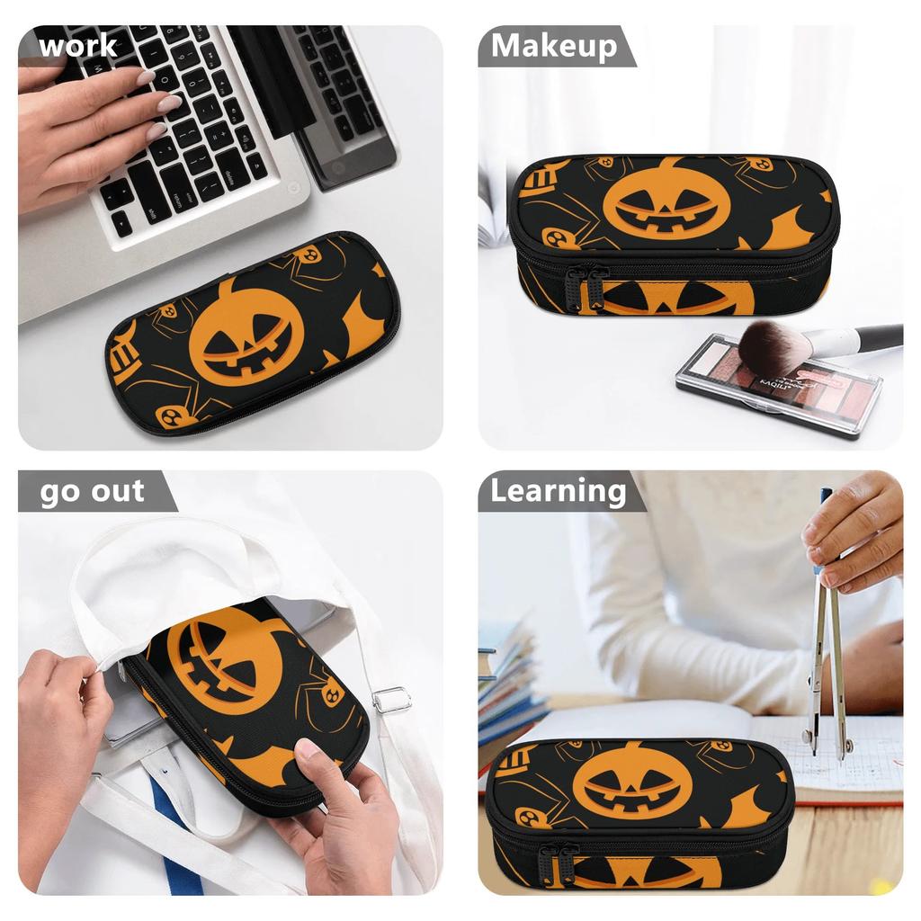 Pen Case Roomy Interior Durable Polyester Fabric Smooth Zipper with Mesh Pocket Removable Divider and Pen Slots for Everyday Study