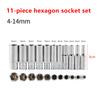 11pcs 1/4-Inch Drive Metric Long Chrome Socket Set 6-Point Deep Socket 4-14mm