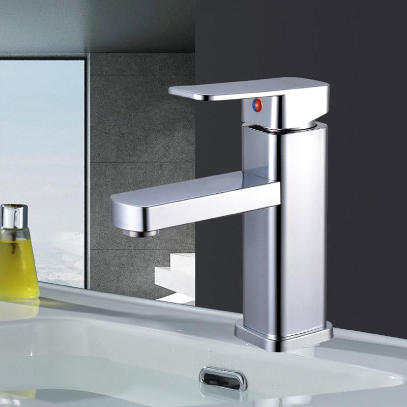 Кран для раковины из нержавеющей стали, квадратный, для горячей и холодной воды, двойного назначения, бытовой, для ванной комнаты, кухни