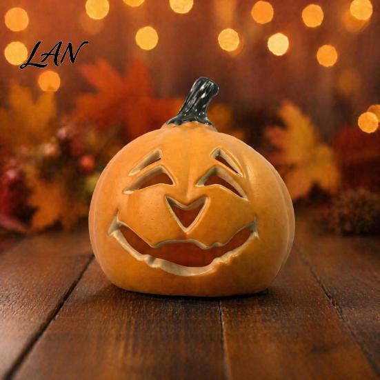 Simulated Pumpkin Light Halloween Creepy Light, Jack-O-Lantern Decoration, Scary Indoor Outdoor Hollow Lamp for Holiday Parties Smiling Night