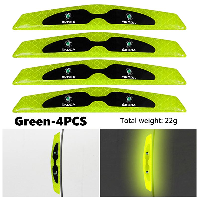 cycr3 For Skoda 4pcs Car Door Edge Protective Stickers Anti-Collision Strip Reflective Protector Sticker S Kodiaq Octavia 2 3 Yeti