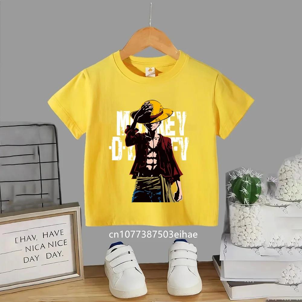 Fashion Kid Anime One Piece Luffy TShirt Boys Summer Short Sleeve Top Tees Childrens Clothing 2026 Boys Fashion Tshirt
