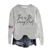 Women's Fashion Round Neck Pullover Top Long Sleeve Tee Printed Sweatshirt