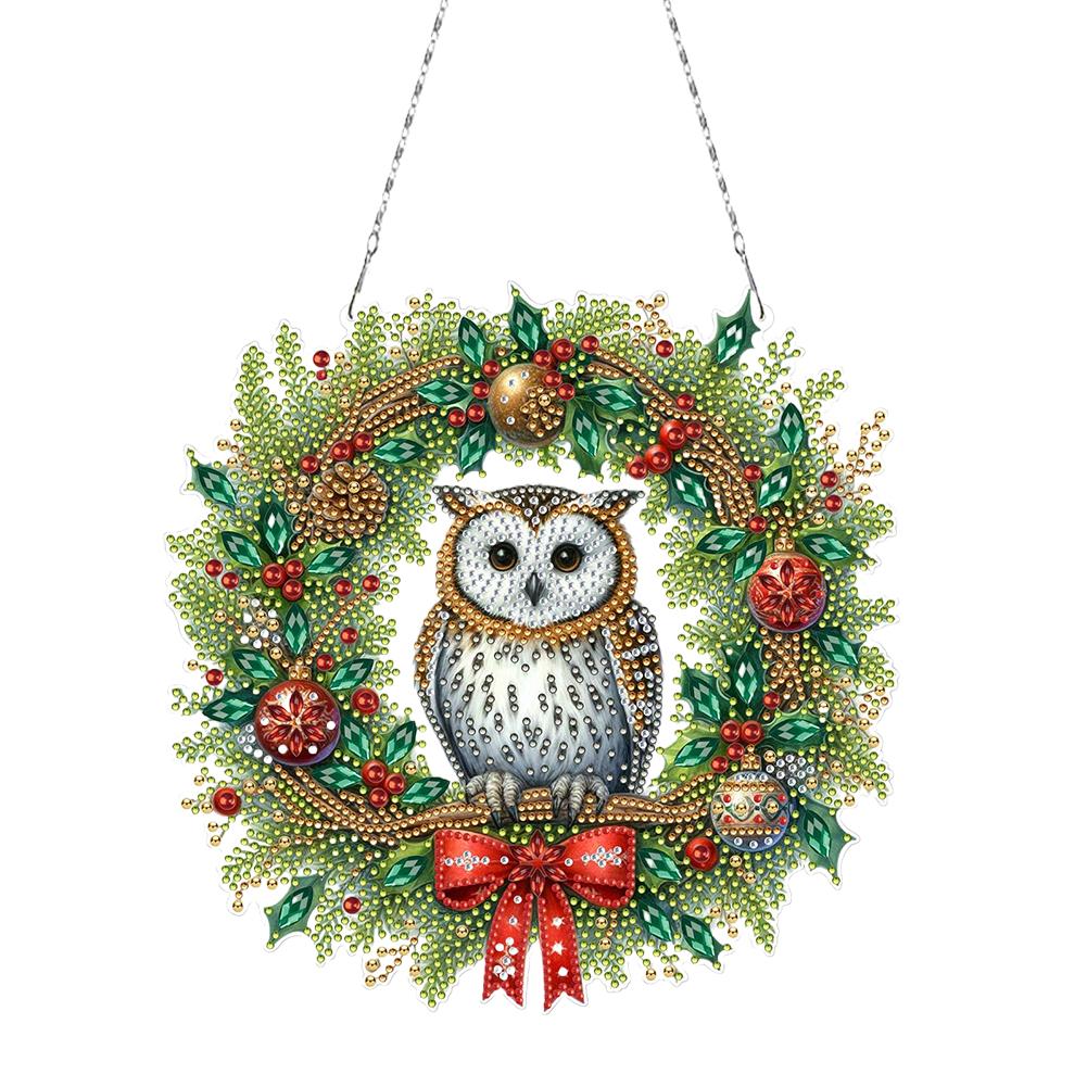 2D Плоские Рождественские DIY Стразы Алмазная Живопись Подвески для Окна Двусторонняя Печать Односторонняя Выкладка Настенный Декор для Дома и Окон