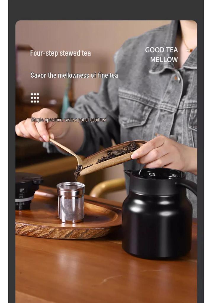Large Capacity Insulated Stainless Steel Tea Infuser Kettle with Health-Supporting Stewing Pot