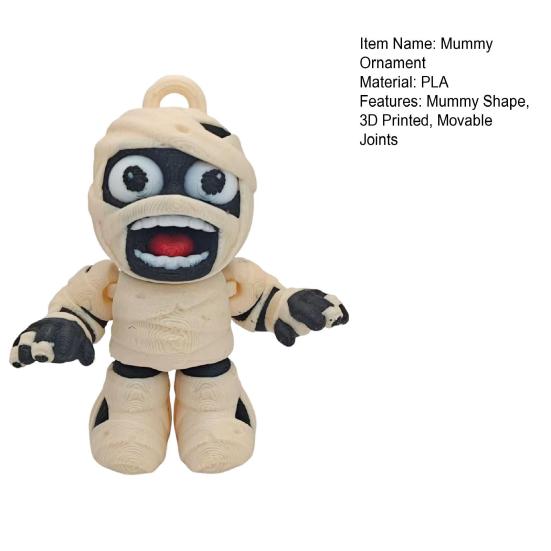 Halloween Mummy Statue 3D Printed Mummy Figurine Movable Joints Mummy Ornament Holiday Party Home Office Desktop Decoration