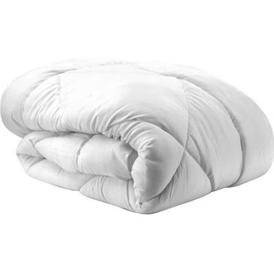 Белое одеяло из микрофибры 220x240 см - Противоаллергенное - 350 г/м² - Наполнитель: силиконизированное полое волокно - Стежка ромбами