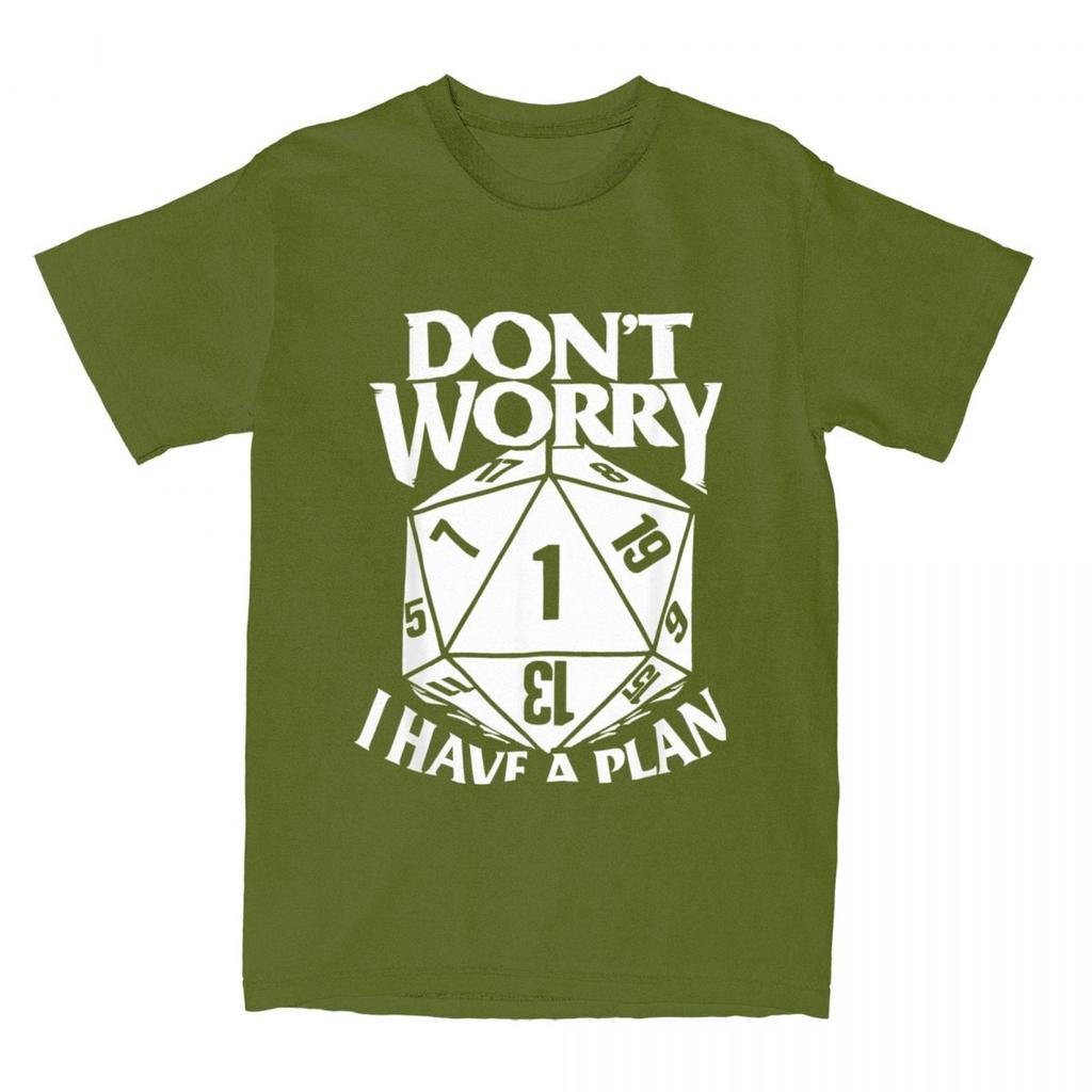 Dungeon Dragon Dice Don't Worry I Have A Plan T Shirt Accessories for Men Cotton Dnd Game Dm D20 Tee Shirt Clothing Gift Idea