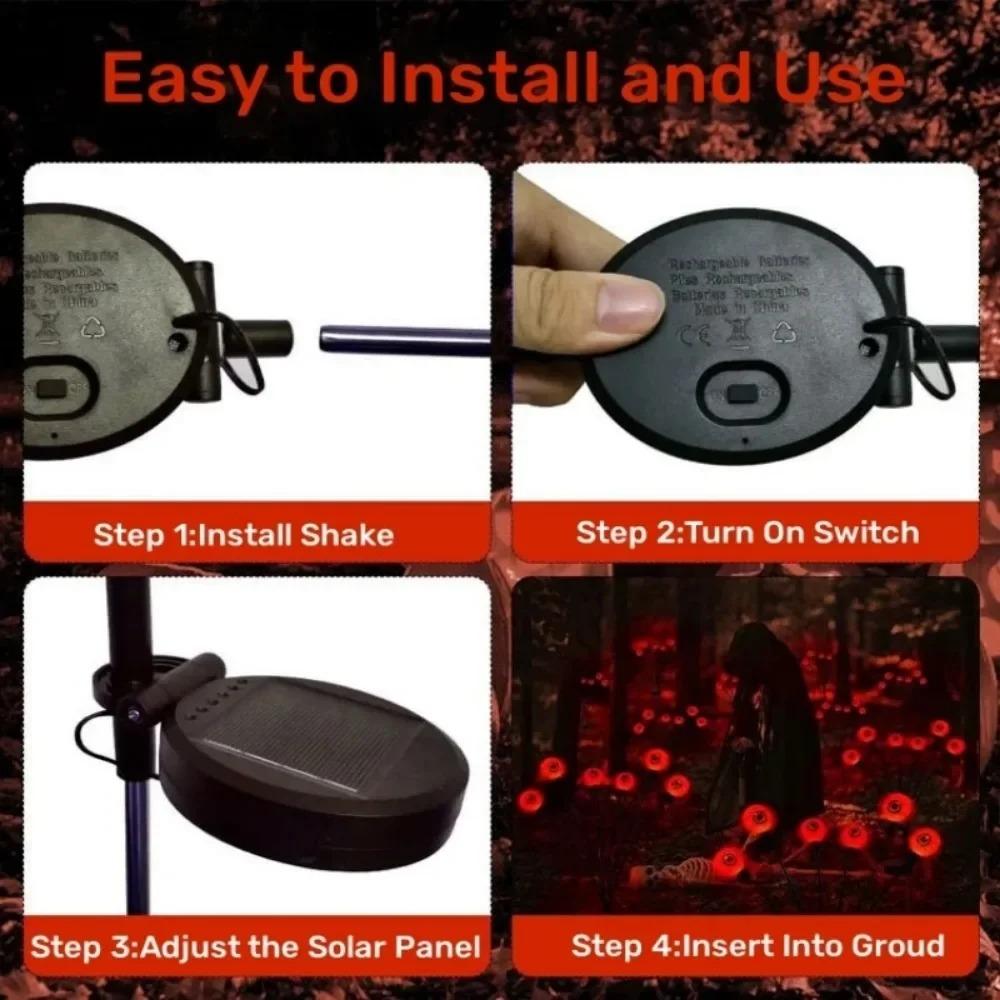Светодиодные огни для Хэллоуина, 6/8 светодиодных солнечных ламп для сада и газона, уличные страшные декоративные огни для вечеринки на Хэллоуин