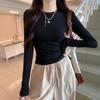 2025 Women's Slim-Fit Waist-Hugging Long-Sleeve T-Shirt – Versatile, Solid Color for Spring and Autumn