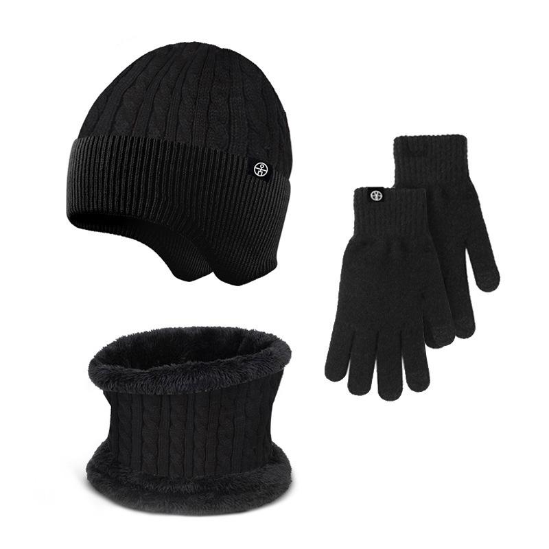 Autumn and Winter Men's Two Piece Men's Hat Neutral Warm Knitted Skull Wool Hat Soft Skiing