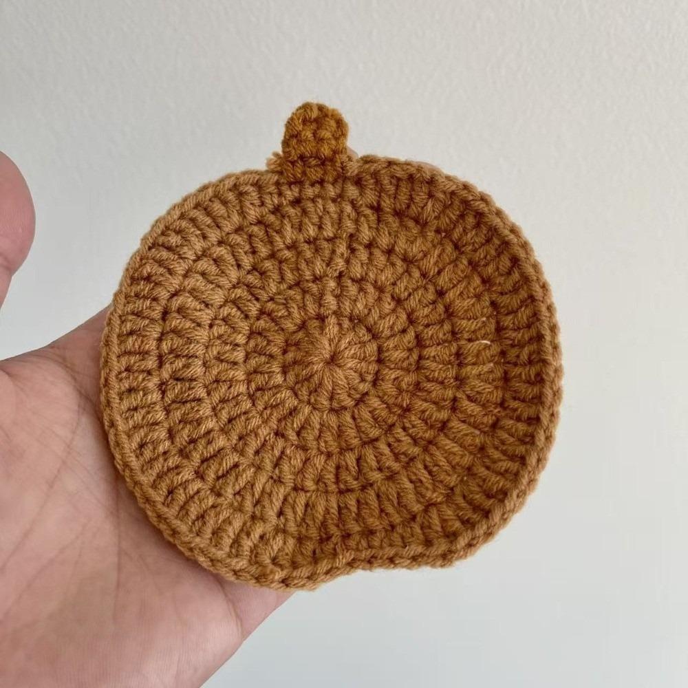 Halloween Knit Cup Mats Crochet Coffee Mugs Mats Creative Pumpkin Coasters Fall Table Decor
