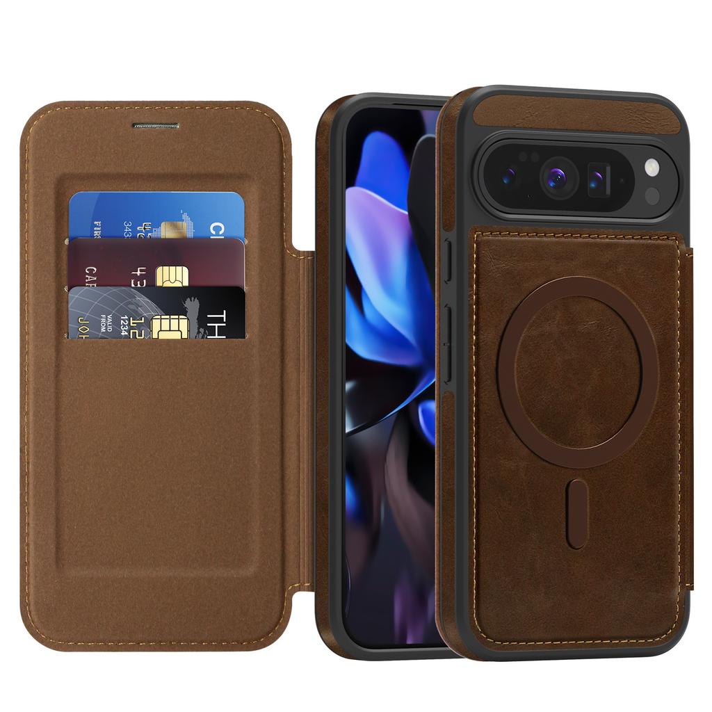 For Google Pixel 10 Pro Xl 9a 9proXl 8 Pro Card Holder Flip Magnetic Wireless Charging Business Retro Phone Case Leather Cover