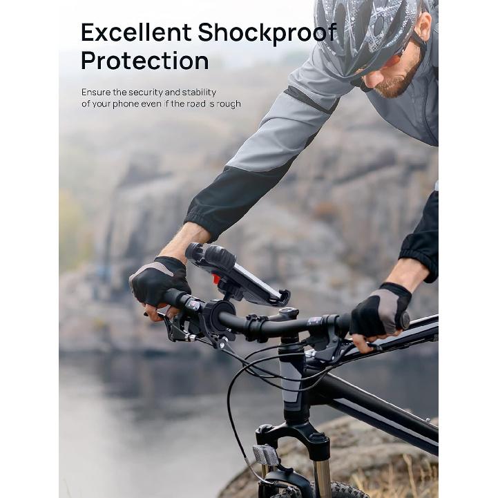 Bike Motorcycle Phone Mount,[Super Stable Metal] Bike Motorcycle Phone Holder With Security Lock, Bicycle Phone Mount With Soft Cushion & Adjustable
