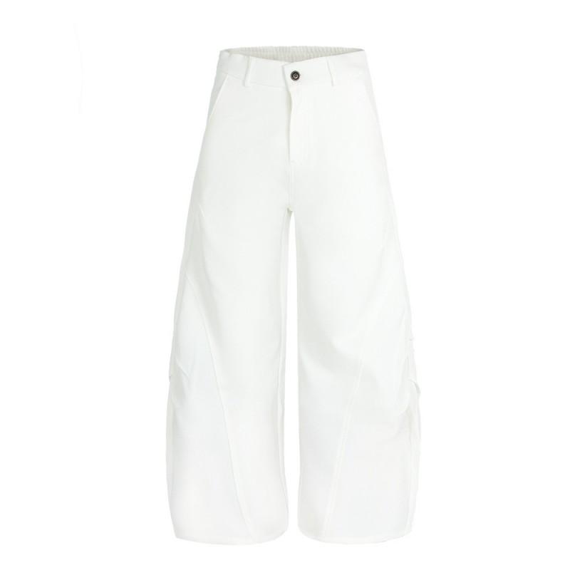 Mens Wide Leg Pleated Relaxed Fit Casual Trousers Solid Color Streetwear Loose Pants Daily Wear