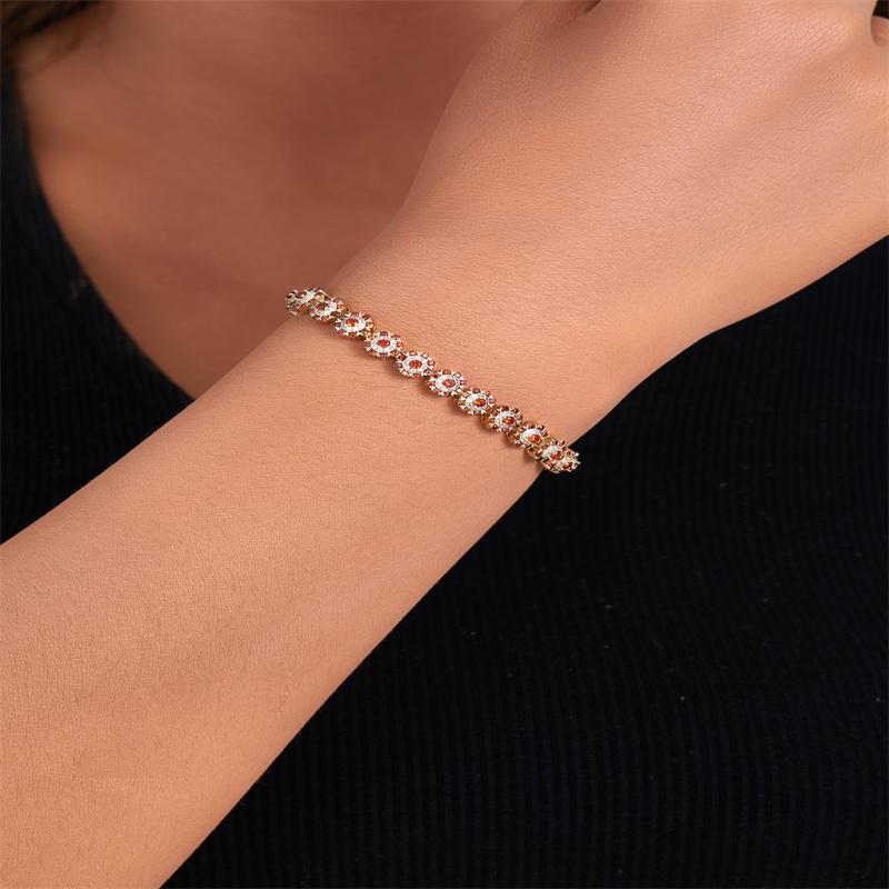Роскошный цветочный браслет, позолоченные 18-каратного циркона, браслеты с цветочным дизайном для женщин