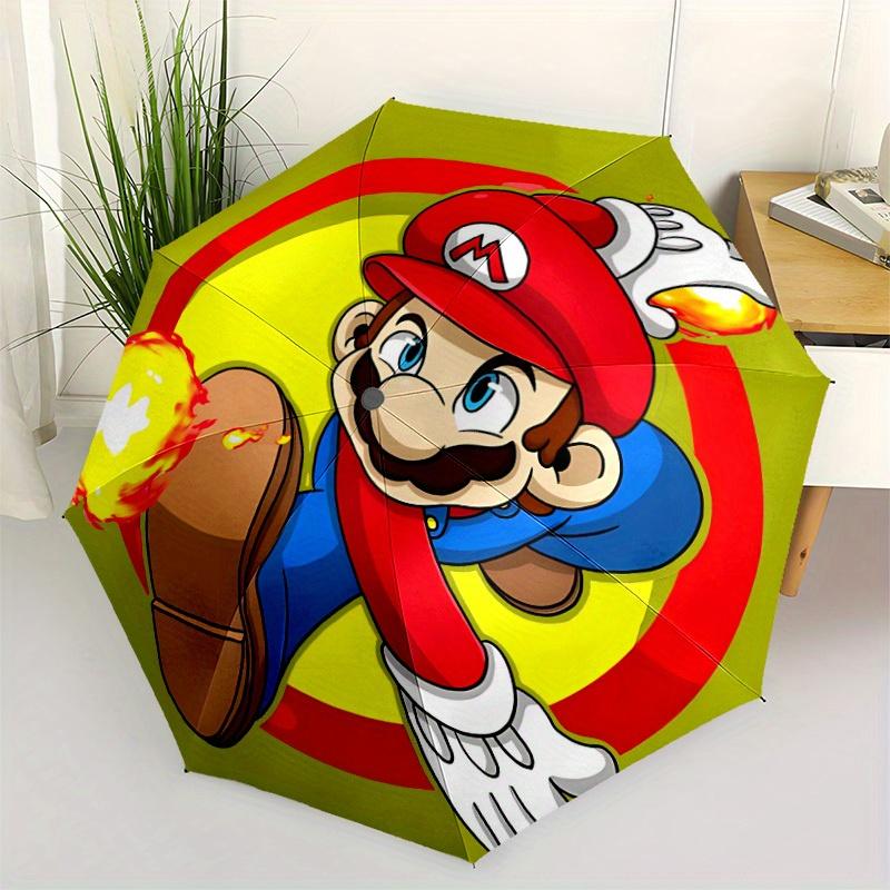 Mario Fireball Automatic Folding Cute Umbrella - Lightweight, Retractable Design with 8-Rib Durability, Perfect for Outdoor Adventures, Fash