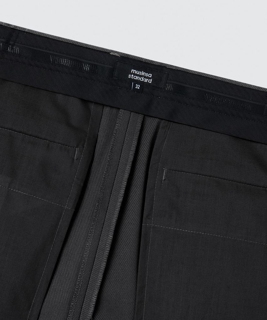 MUSINSA STANDARD Whipcord One-Pleat Wide Hidden Banding Slacks [Gray]