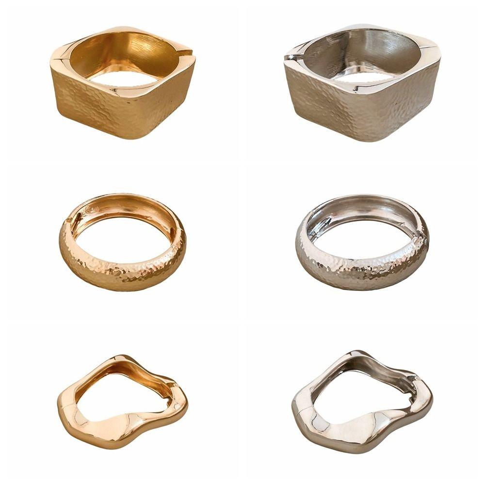 Zinc Zinc Zinc Alloy Metal Bracelet Geometry Wide Side Bangle Retro Open Bangle  Gift