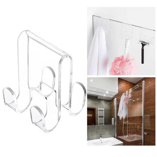 3Pcs Acrylic Shower Door Hooks High Strength Strong Load-bearing Simple Installation Towels
