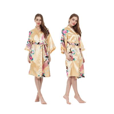 Женская весенне-летняя модная шелковая ночная рубашка с имитацией павлина и пижама, халат со средними рукавами, большая домашняя пижама