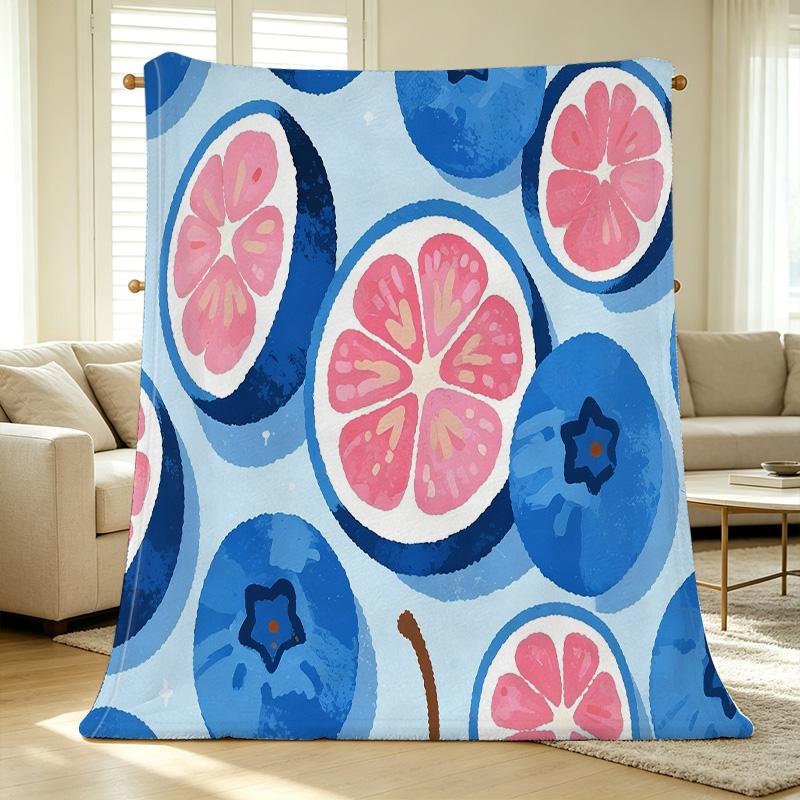 Thick Warm Flannel Throw Blanket Fruit Series, Soft & Cozy for Home, Couch Naps, Single Guest Bed, Christmas & Halloween