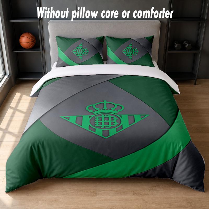 Real Betis Football Design Bed Bedding Set 1 Duvet Cover + 2 Pillowcases Soft Breathable Household Bed Linens