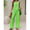 New spot European and American women's clothing hot-selling sleeveless double-layer vest pants set vacation