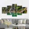 5 Panels Landscape Waterfall Posters and Prints Canvas Painting Wall Art Pictures Living Room Home Decor Lake Tree No Frame