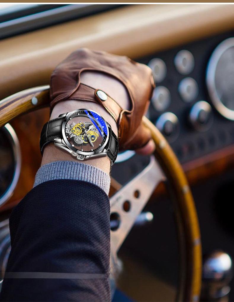 Men's Double-Sided Luminous Automatic Watch - Waterproof & Non-Mechanical